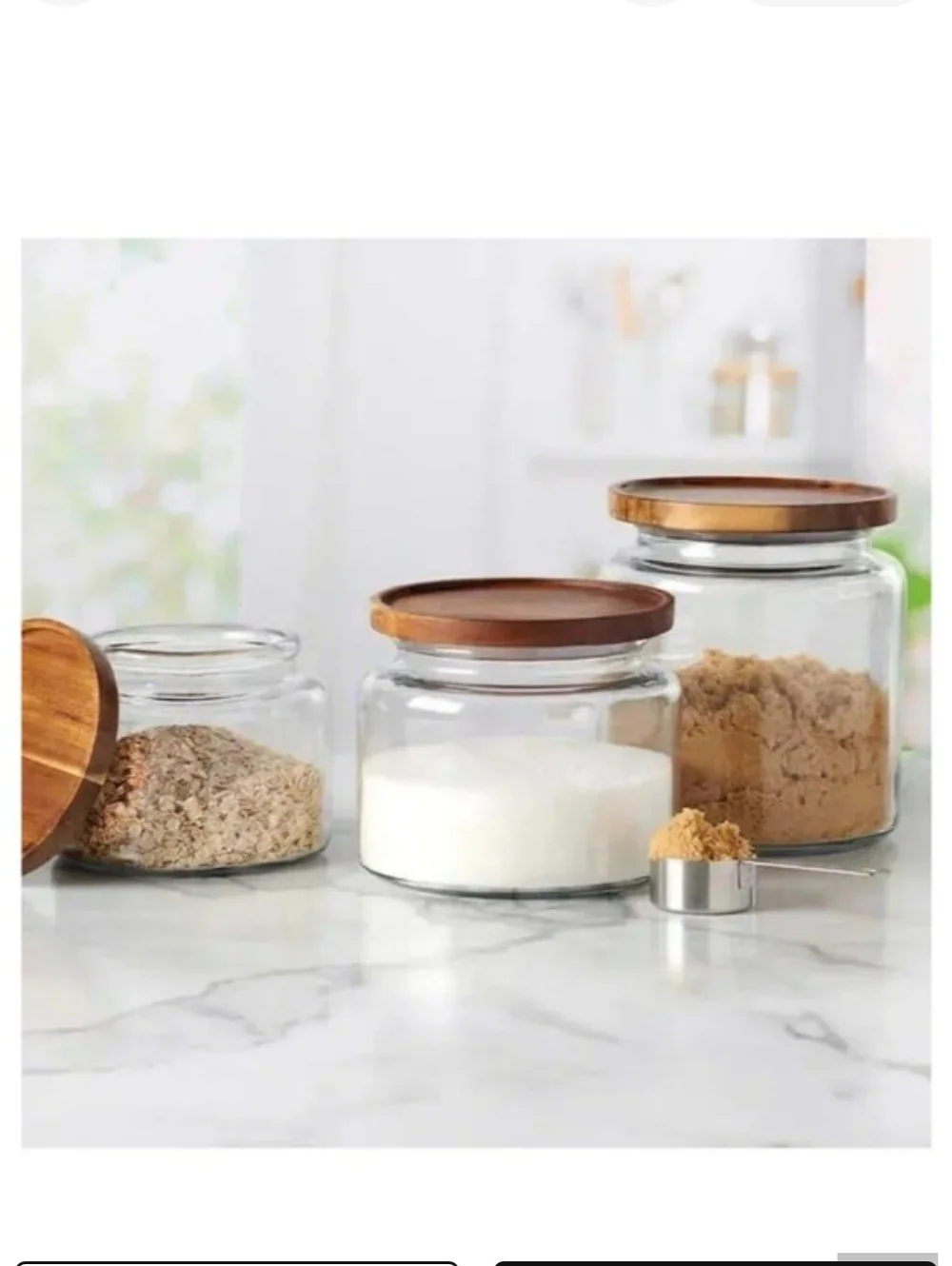 Anchor Hocking Glass Jars with Acacia Lids, Set of 3